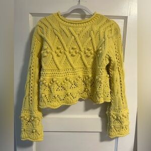 Zara Yellow Textured Knit Sweater